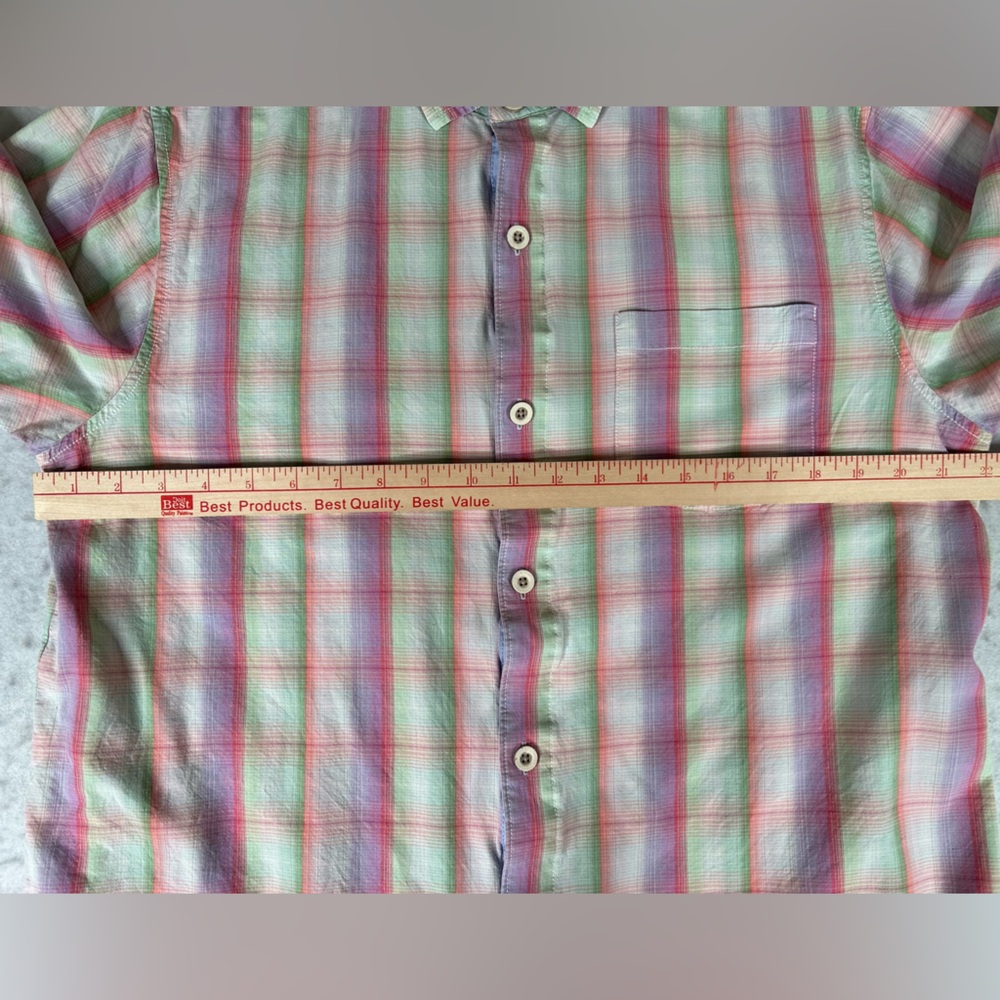 Tommy Bahama Very Berry Ombre Isles Shirt Men’s Size Large Plaid 100% Silk - Picture 7 of 9